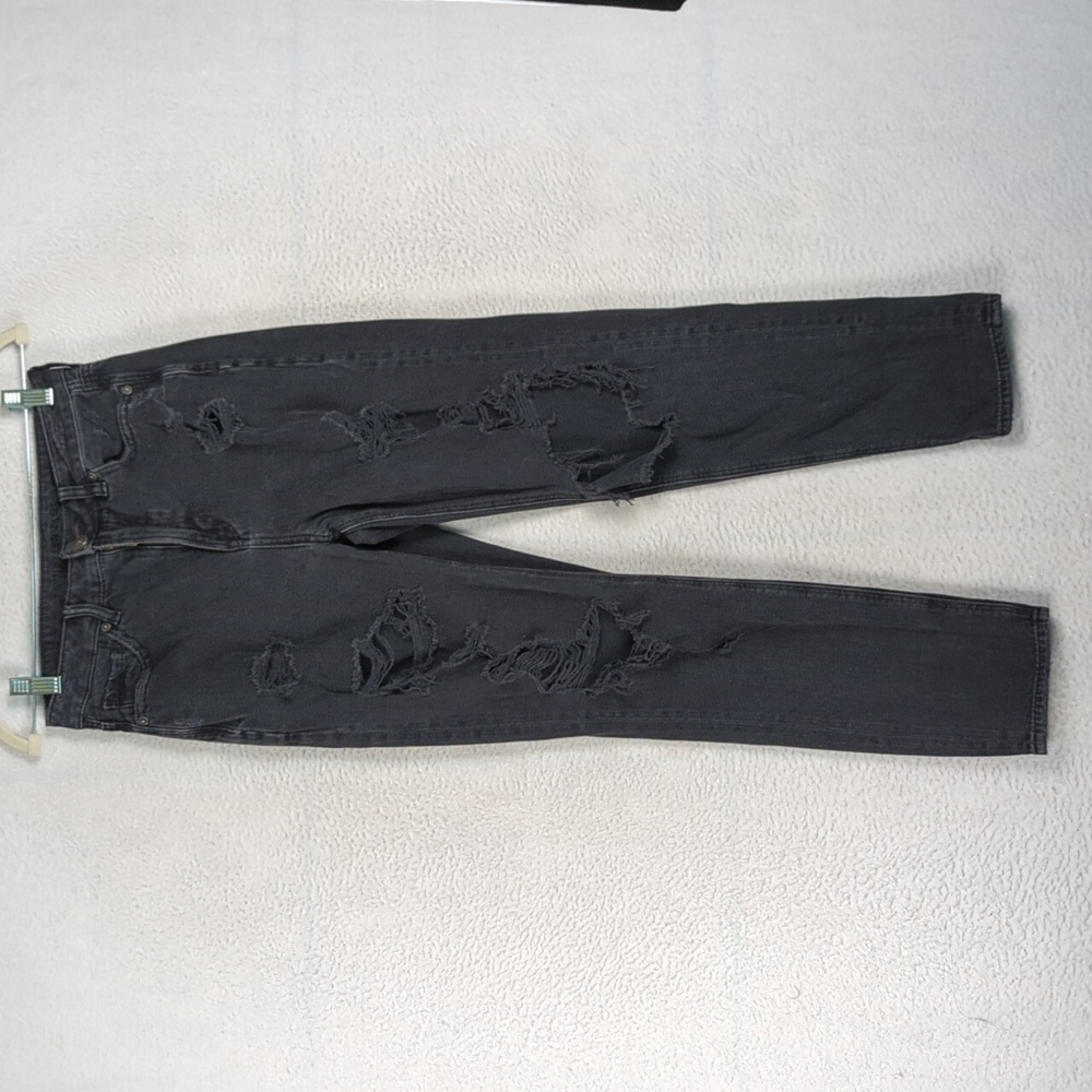 American Eagle Outfitters High Rise Distressed Jeans - Charcoal Gray